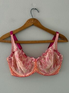 Whimsy Embroidered Lace Bra, Sz 38D, EUC